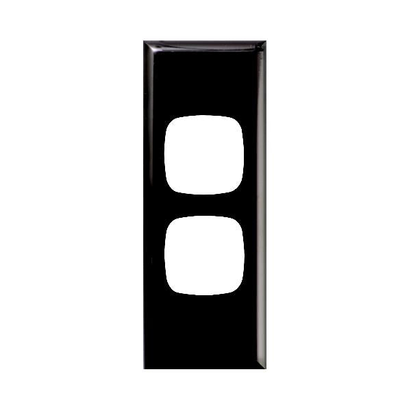 HPM Excel 2 Gang Architrave Switch Cover Plate black