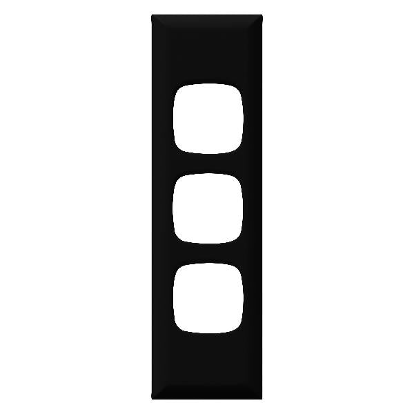 HPM Excel 3 Gang Architrave Switch Cover Plate Only black