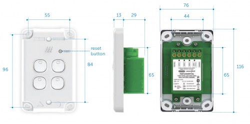 Powermesh 4 Button Multi Purpose Switch Vertical 5AX
