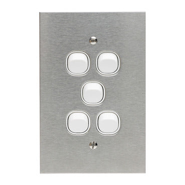Clipsal 5 Gang Switch in stainless steel