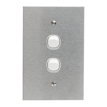Clipsal BSL Stainless Steel 2 Gang Complete Switch