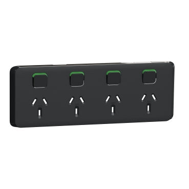 clipsal iconic quad power point 10a skin only black