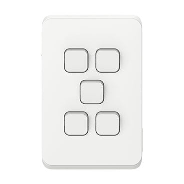 clipsal iconic 5 gang switch plate skin only black