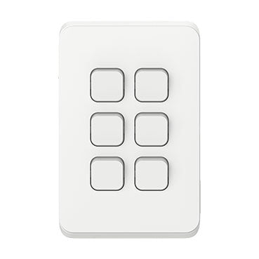 clipsal iconic 6 gang switch plate skin only black