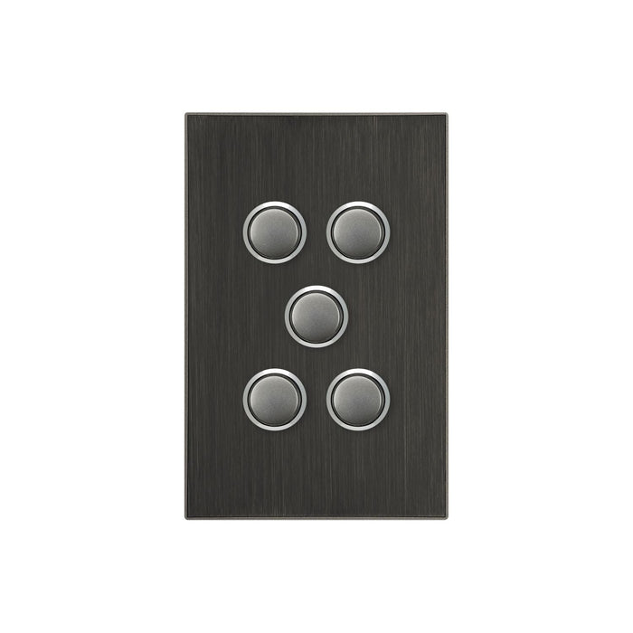 clipsal saturn series 5 gang switch plate cover only horizon black