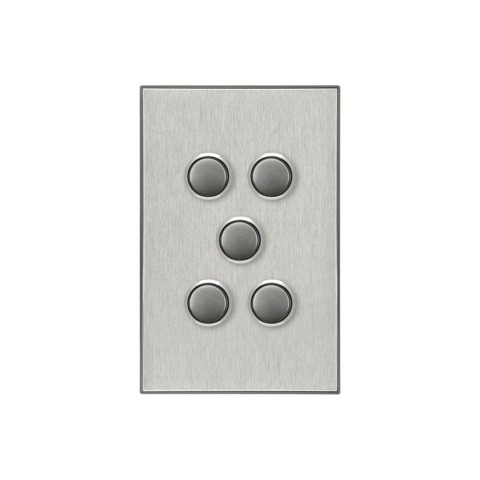 clipsal saturn series 5 gang switch plate cover only horizon silver