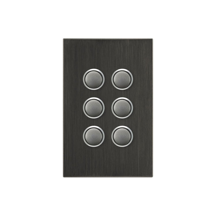 clipsal saturn series 6 gang switch plate cover only horizon black