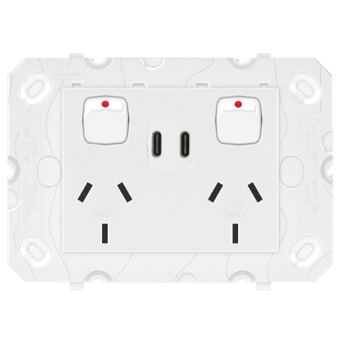 HPM Legrand Arteor - Double Power Point Outlet With USB Charger Type C+C