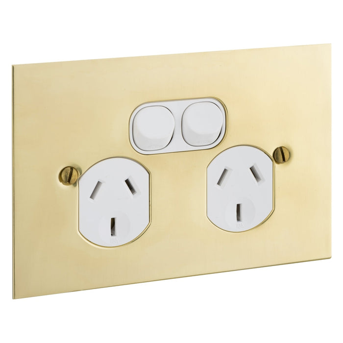 Clipsal BBSL Polished Brass Double Powerpoint Outlet
