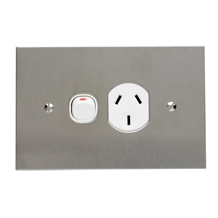 Clipsal BSL Stainless Steel Single Powerpoint Outlet