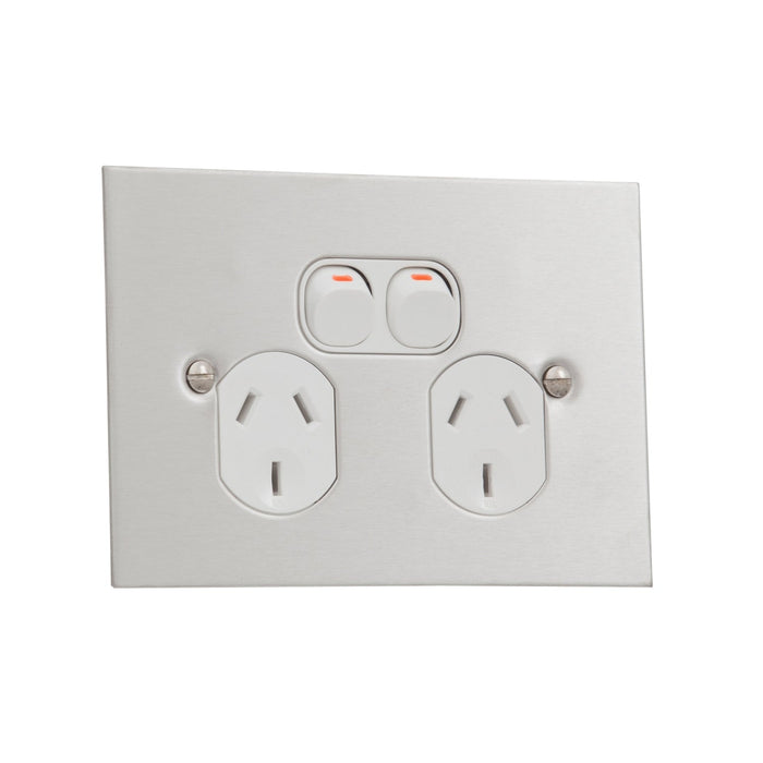 Clipsal BSL Stainless Steel Double Powerpoint Outlet