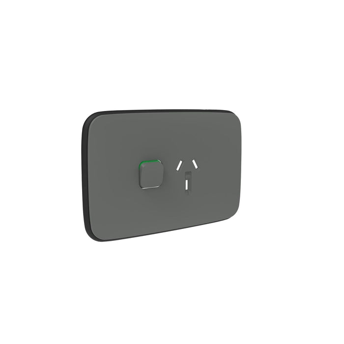 clipsal iconic single switched socket outlet cover only arctic grey