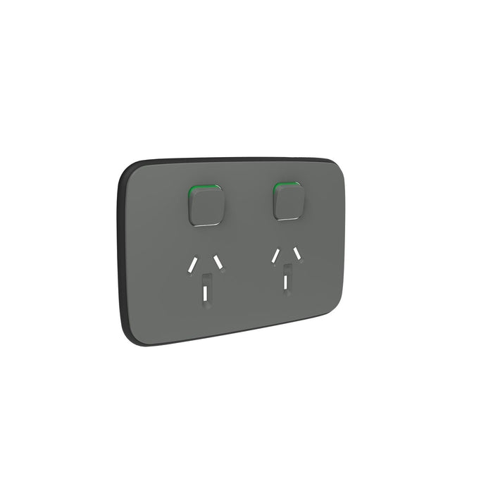 clipsal iconic double switched socket outlet cover only arctic grey
