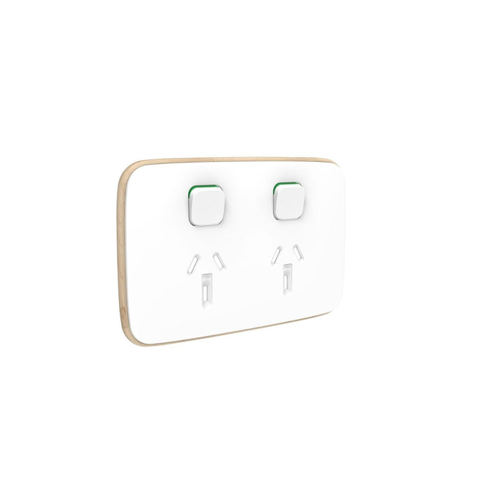 clipsal iconic double switched socket outlet cover only arctic white