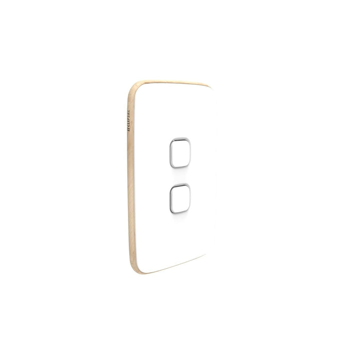 clipsal iconic 2 gang switch plate skin only arctic white