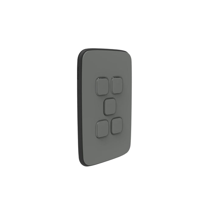 copy of clipsal iconic 5 gang switch plate skin only ash grey
