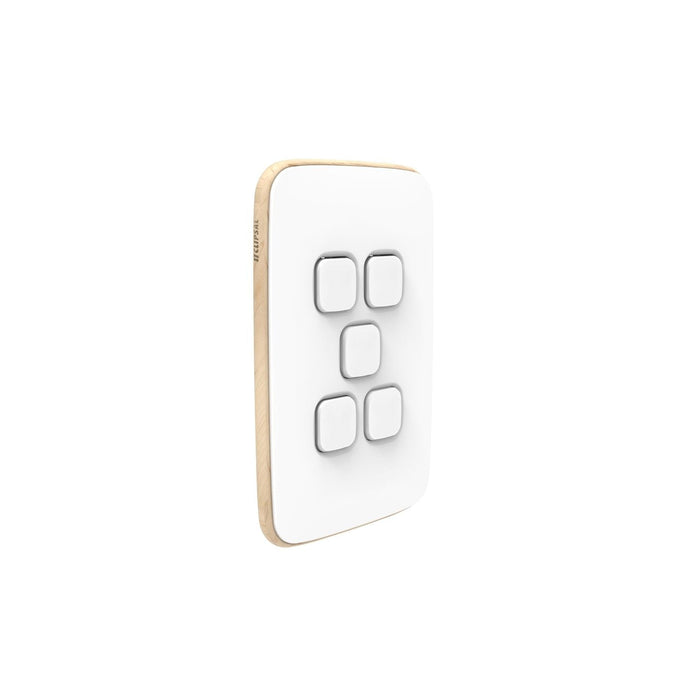 clipsal iconic 5 gang switch plate skin only arctic white