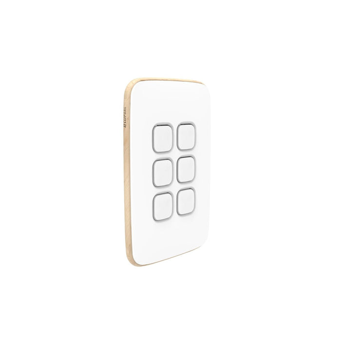 clipsal iconic 6 gang switch plate skin only arctic white