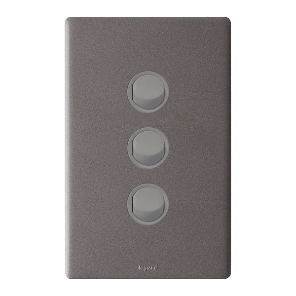 Legrand Excel Life Dedicated Plate 3 Gang Switch, Available in 5 Colours