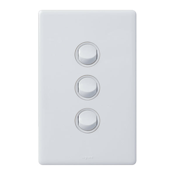 Legrand Excel Life Dedicated Plate 3 Gang Switch, Available in 5 Colours