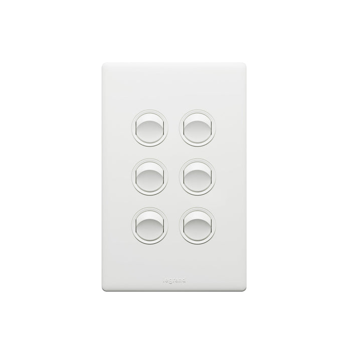 Legrand Excel Life Dedicated Plate 6 Gang Switch, Available in 5 Colours