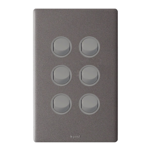 Legrand Excel Life Dedicated Plate 6 Gang Switch, Available in 5 Colours