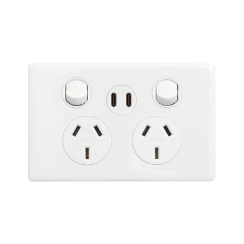Legrand Excel Life Double Powerpoint With USB C+C Available in 3 Colours