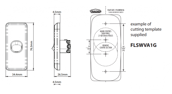 Trader Flat Cat 1 Gang Architrave Switch