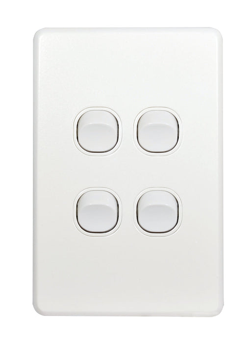 Flat Cat Slimline 4 Gang Complete Switch