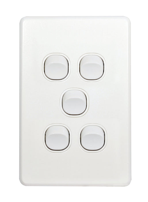 Flat Cat Slimline 5 Gang Complete Switch