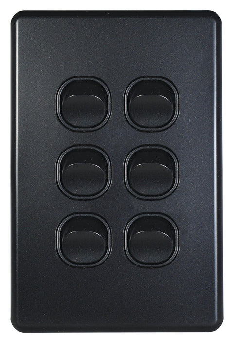 Flat Cat Slimline 6 Gang Complete Switch