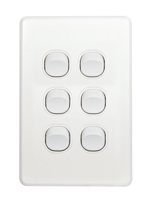 Flat Cat Slimline 6 Gang Complete Switch
