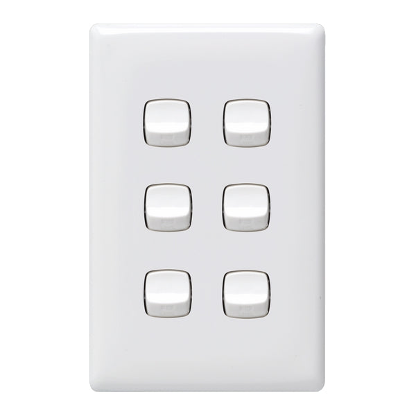 HPM Linea 6 Gang Flush Switch
