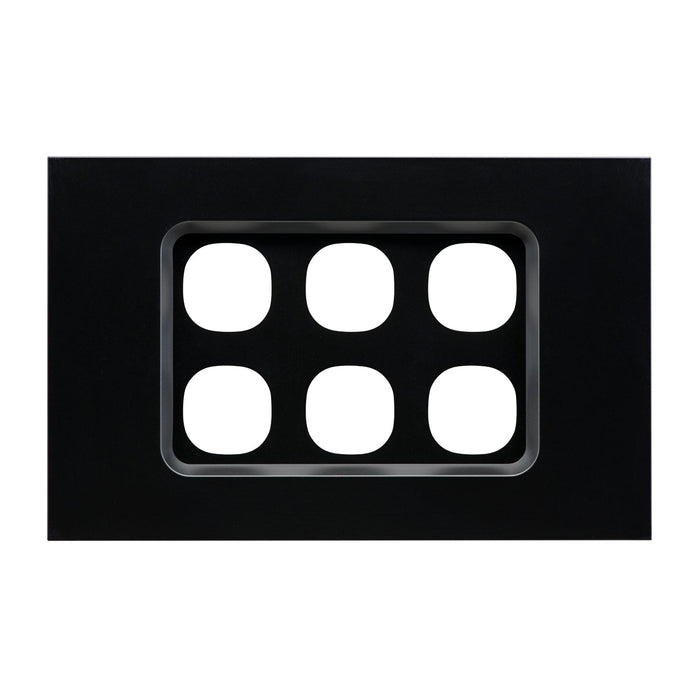 clipsal saturn zen grid plate assembly 6 gang black 30 series mechs