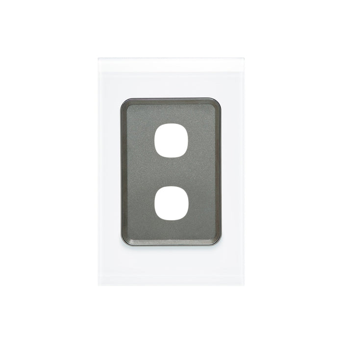 clipsal saturn series grid and plate assembly 2 gang 4032vh pw