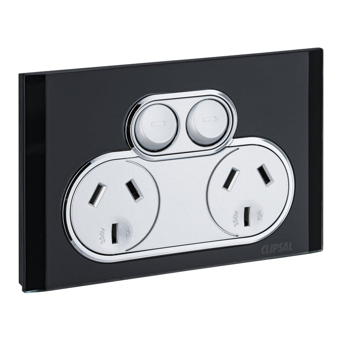clipsal saturn series switched socket twin 10a 250v 4025 eb