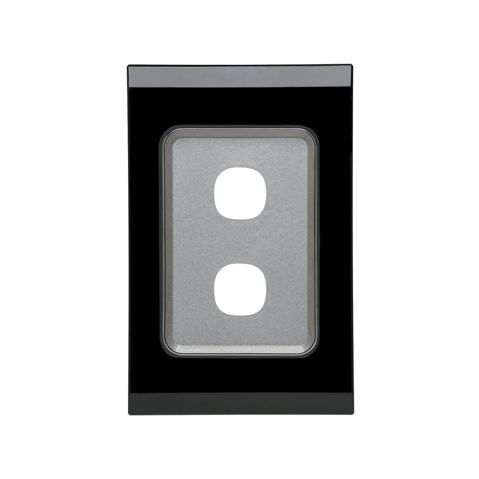 clipsal saturn series grid and plate assembly 2 gang 4032vh eb