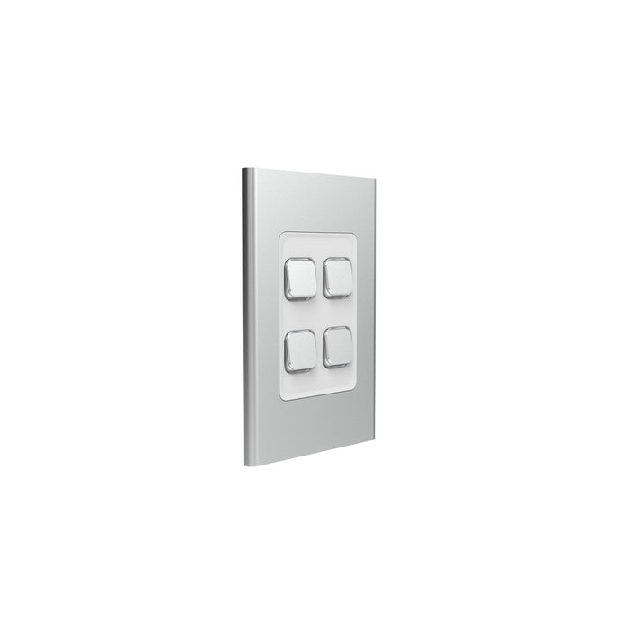 clipsal s3044c sv 4 gang switch plate skin only silver