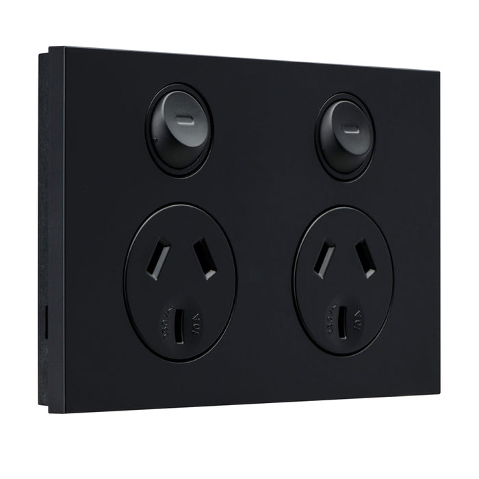 clipsal saturn zen socket switch twin 10a 250v black