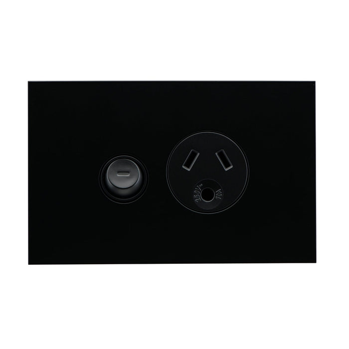 clipsal saturn zen socket switch sing 10a round earth black