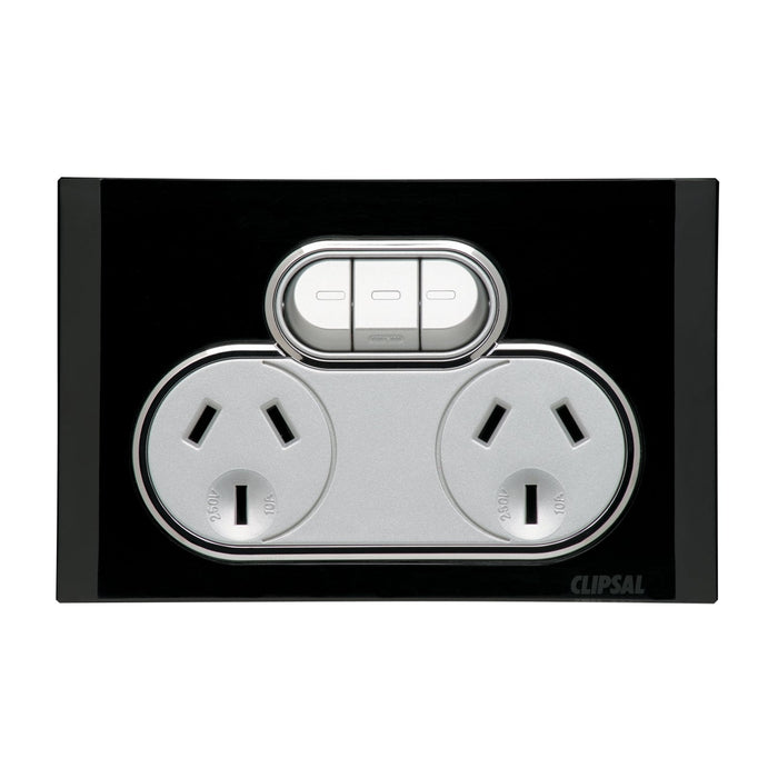clipsal saturn series switched socket twin extra switch 4025x eb