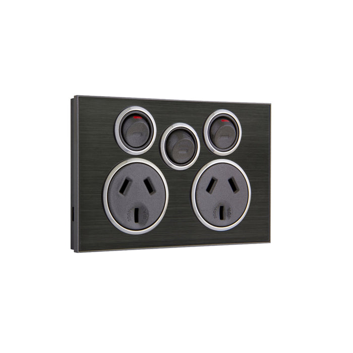 clipsal saturn series socket outlet 10a twin with extra switch 4025xa hb