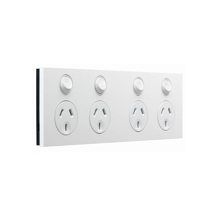 clipsal saturn zen socket switch quad 10a 250v white