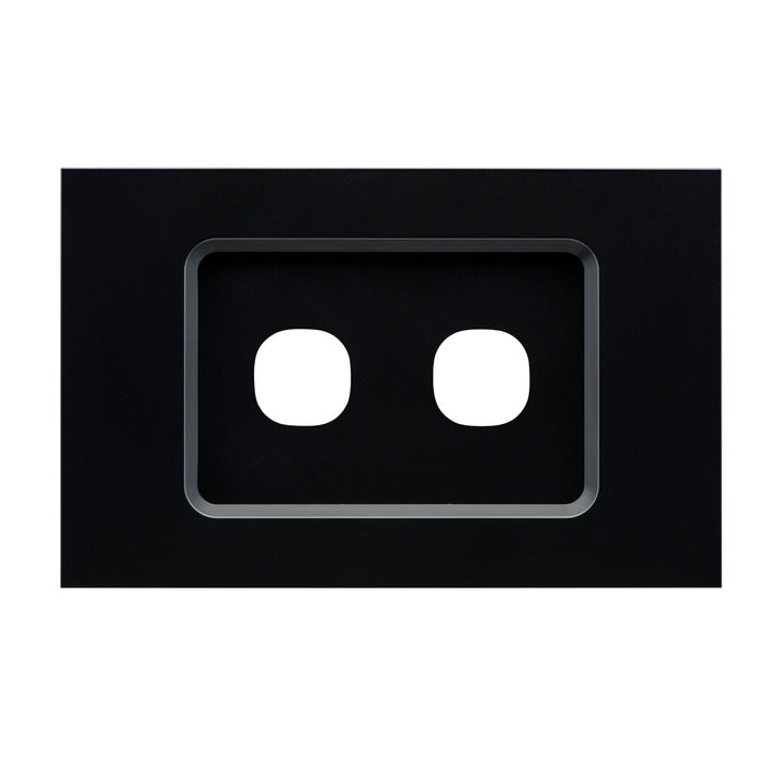 clipsal saturn zen grid plate assembly 2 gang black 30 series mechs