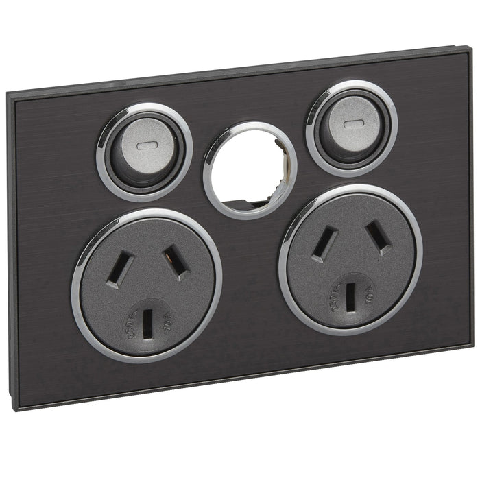 clipsal saturn series socket outlet 10a twin less extra switch 4025xua hb