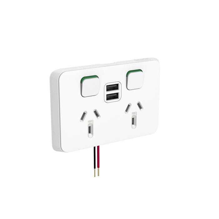 clipsal 3025usb2 vw twin socket outlet grid 10a with twin usb charger vivid white