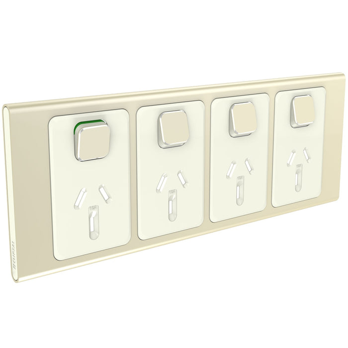 clipsal s3015 4c ce quad switch socket outlet 10a skin only crowne