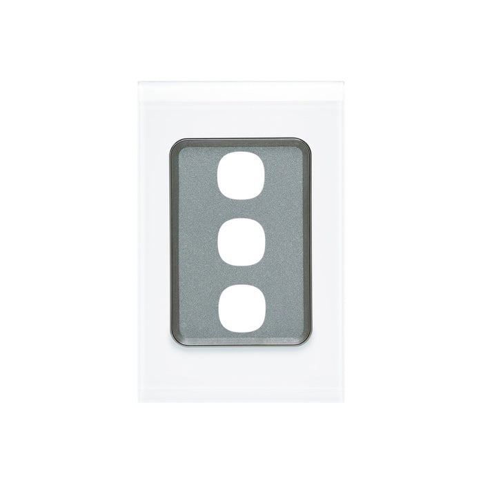 clipsal saturn series grid and plate assembly 3 gang 4033vh pw