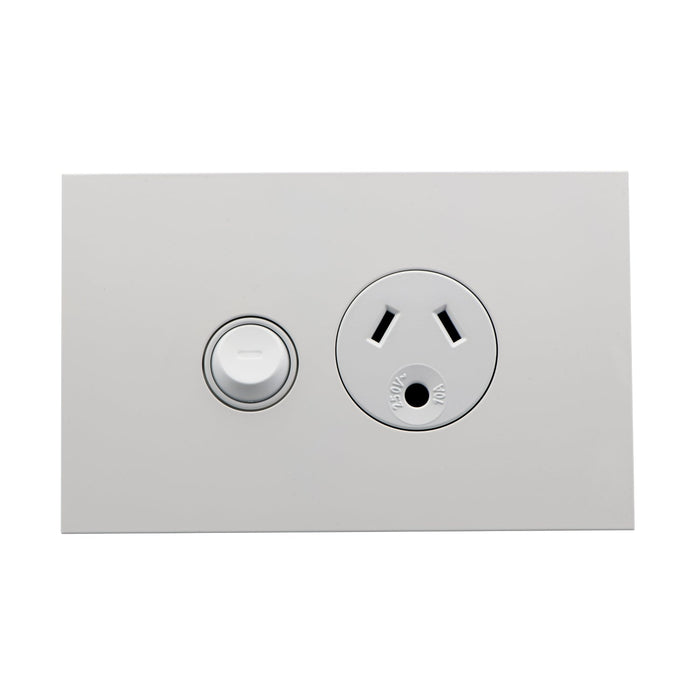 clipsal saturn zen socket switch sing 10a round earth white