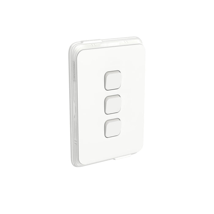 clipsal 3043v44 vw 3 gang switch 10a vertical ip44 vivid white